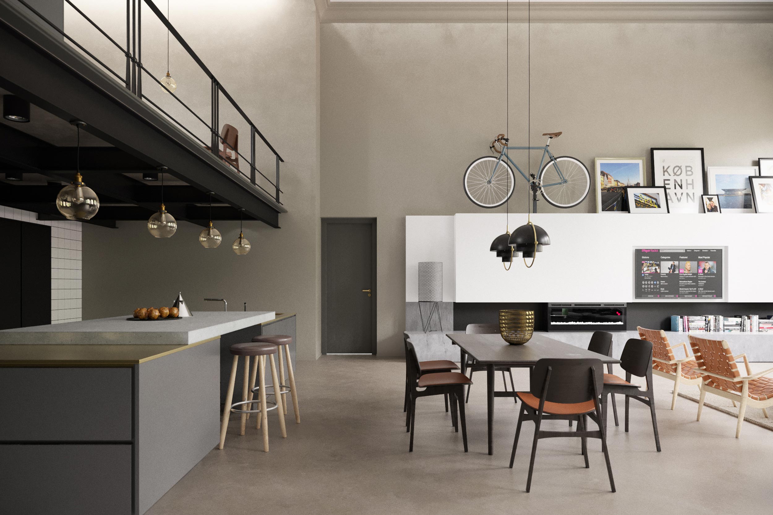 Copenhagen Loft Luxury High End Scandinavian Interior Design Conceptual Visuals CGIs by Unit4 London