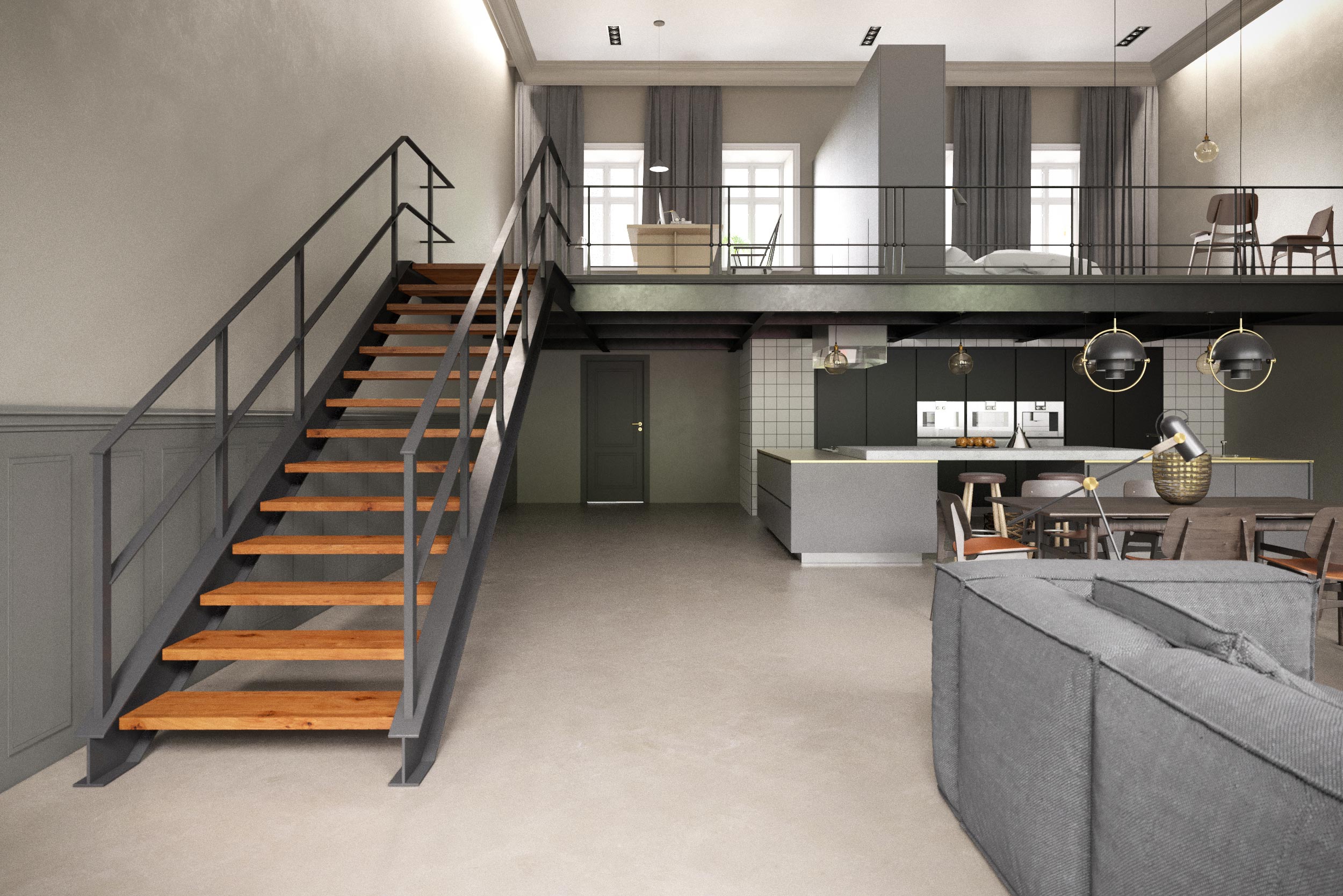 Copenhagen Loft Luxury High End Scandinavian Interior Design Conceptual Visuals CGIs by Unit4 London