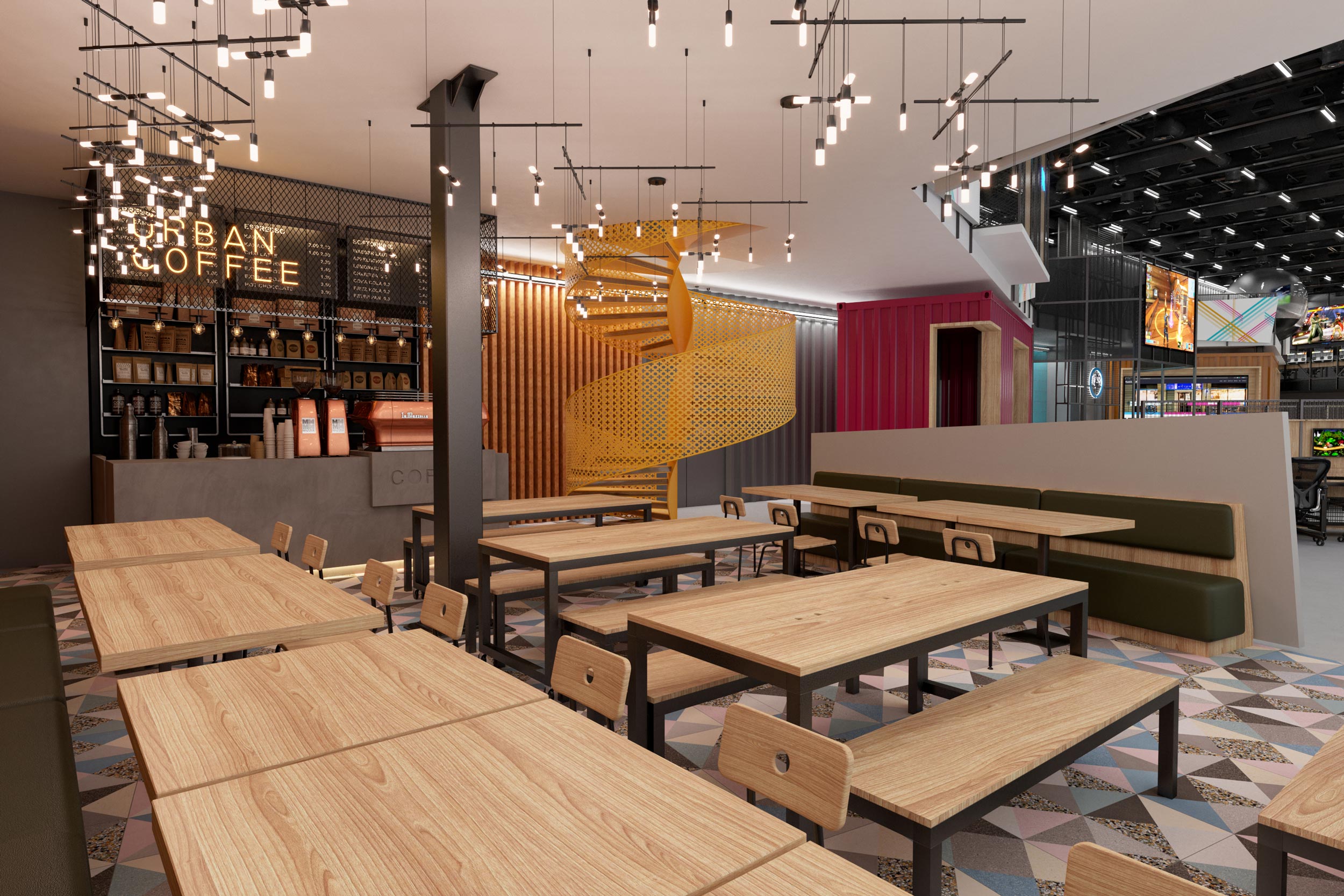 New Platform Gaming Bar, Shoreditch Commercial Retail Interior Design Visuals by Unit4 Studio, London