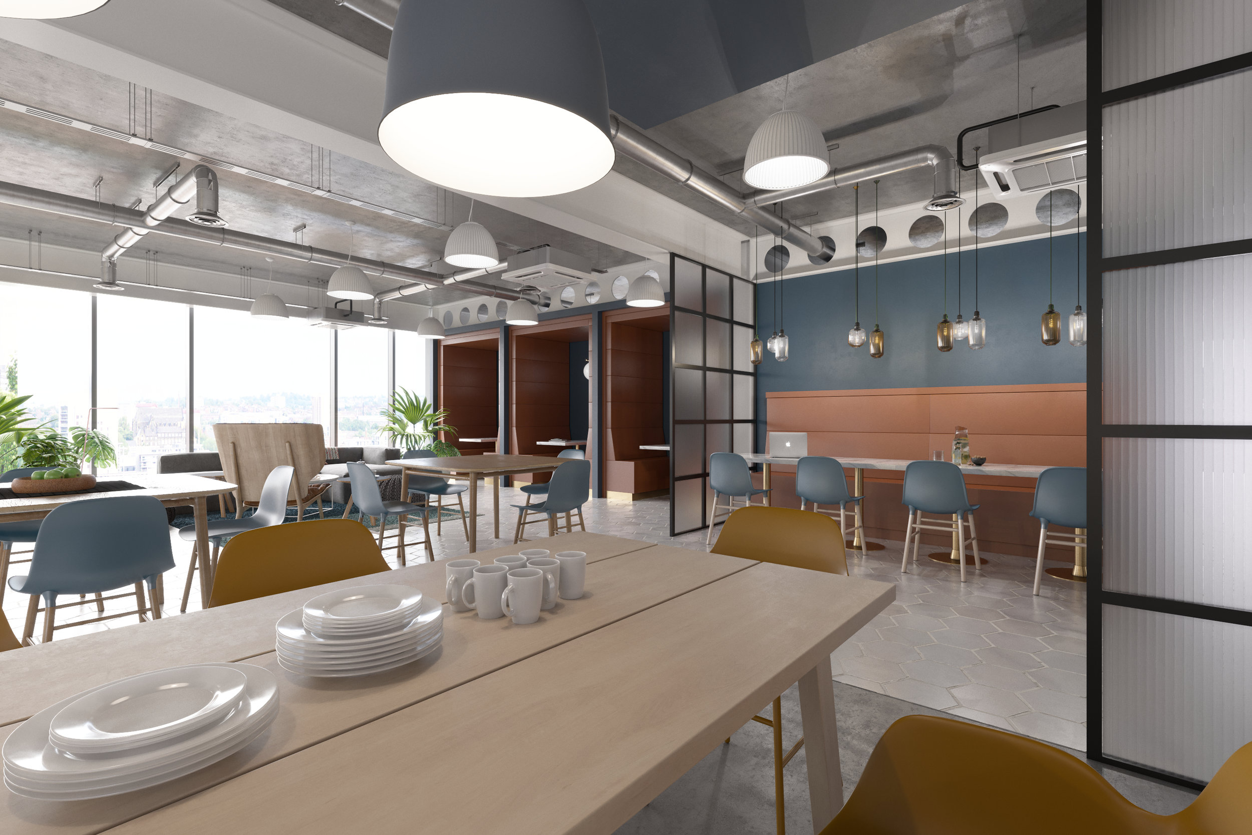 Scandinavian Commercial Office Break Out Interior Design in London Concept CGI Visuals by Unit 4