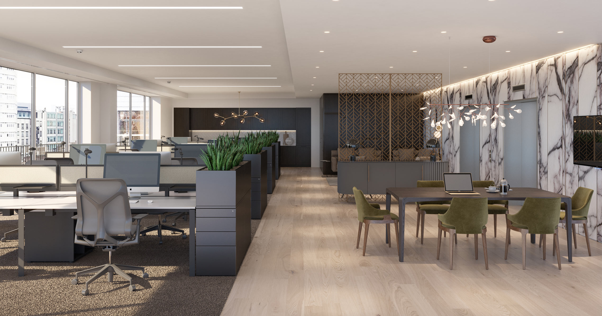 Knightsbridge Office Workspace Commercial Property Development Interior Designer CGI Concept Visual by Unit4, London