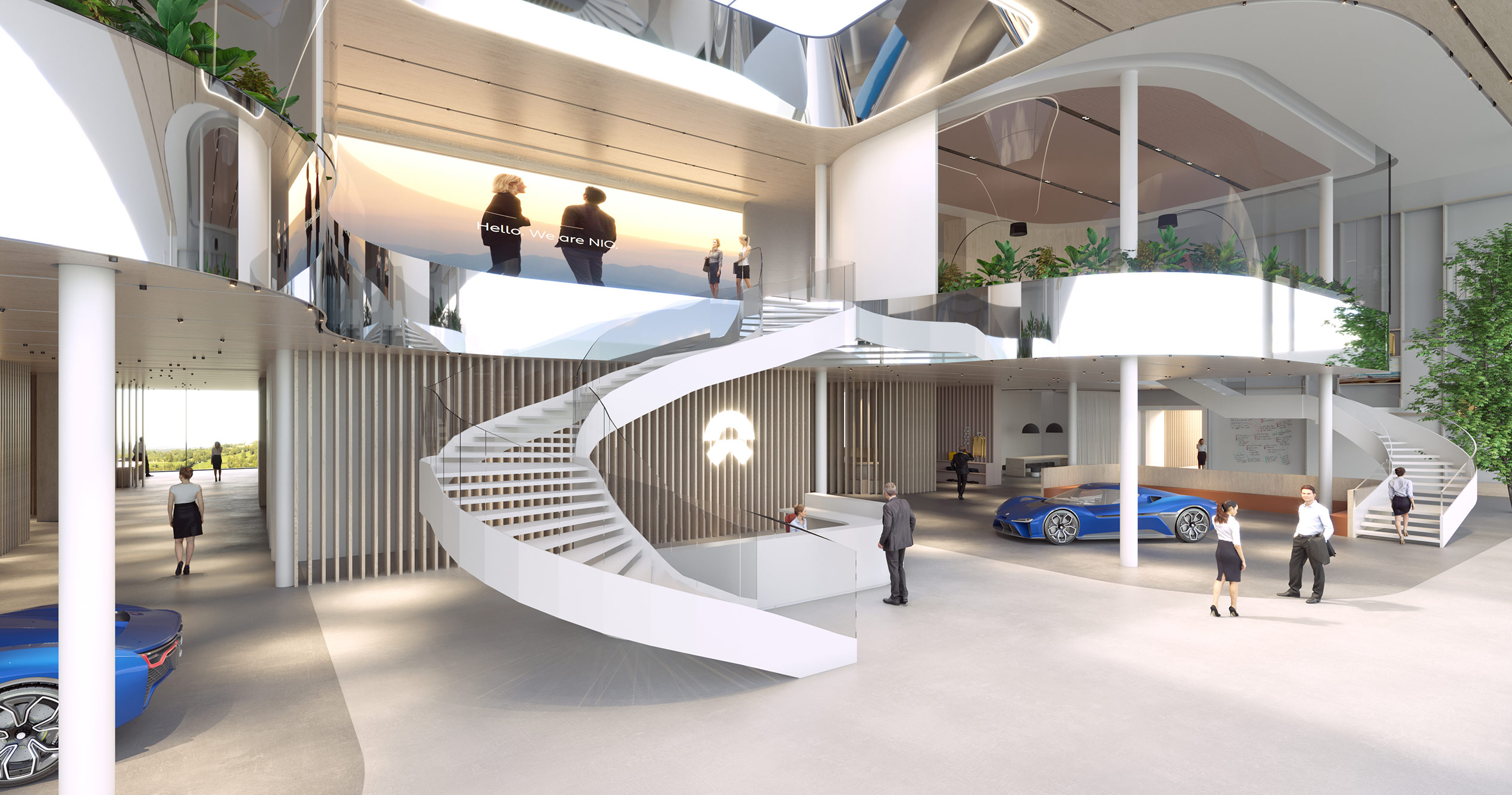 NIO Electric Vehicles Showroom Commercial Property Development Interior Designer CGI Concept Visual by Unit4, London