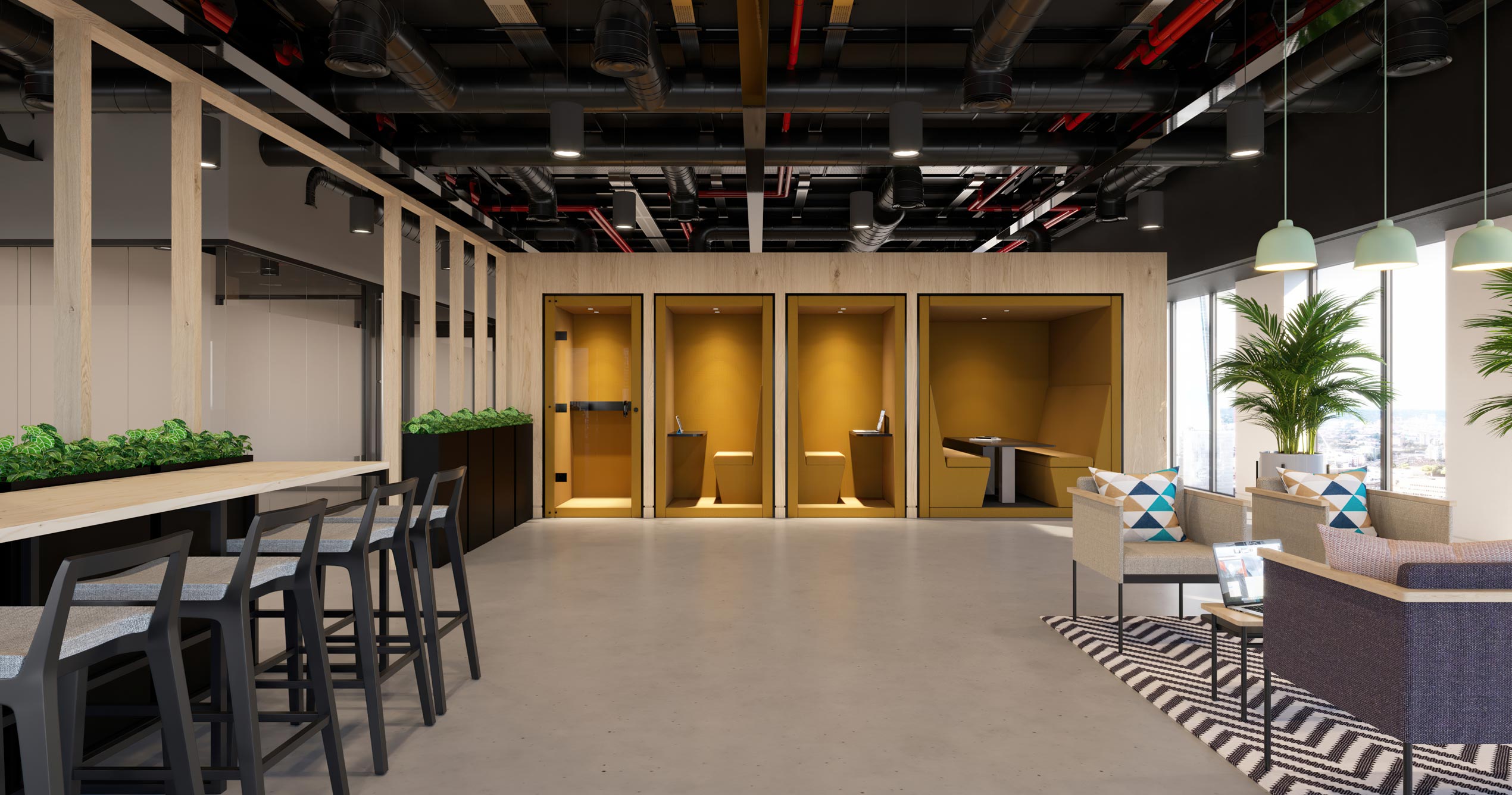 Techo Furniture Office Commercial Interio Design CGI Visual by Unit 4 Studio, London