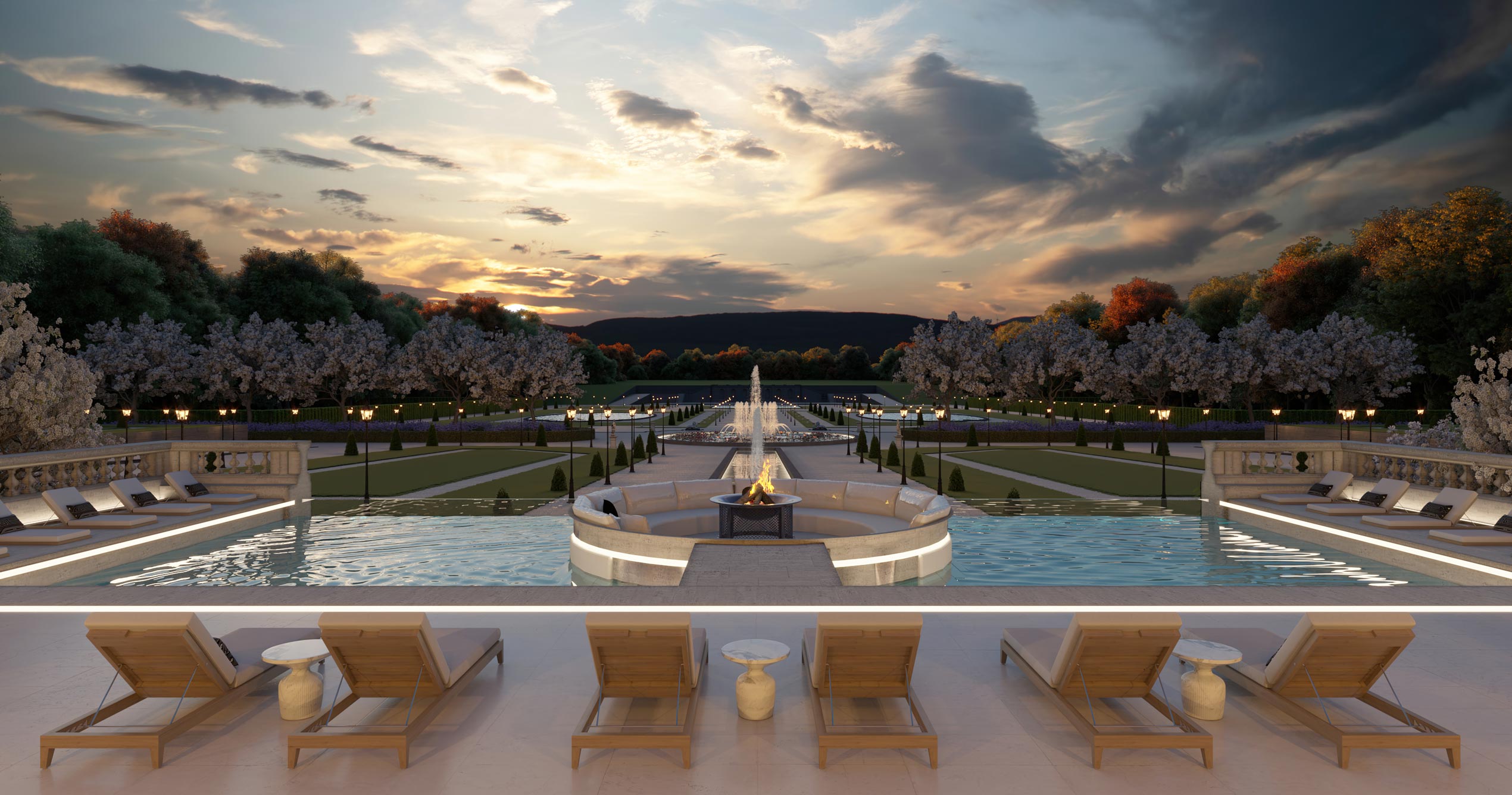 Luxury Residential Mansion Balcony & Swimming Pool CGI Design Visual by Unit4 Studio London UK